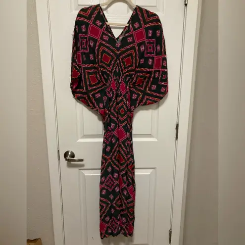 ***Rujuta Sheth Anthro Marie Cinched Caftan/Kaftan Pink Rose Diamond Print Dress Size undefined