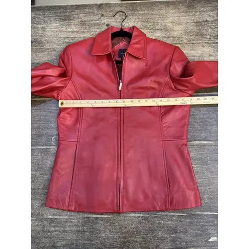 Whet Blu Leather Jacket Womens Size Medium Petite Red Zip Up