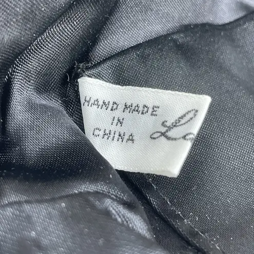 Vintage La Regale Purse Bag Beaded Black Silver Tone Evening Formal Chain Strap