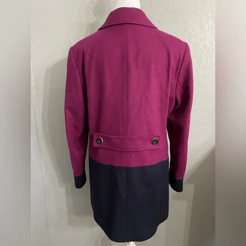 Brooks Brothers 346 Car Coat Wool trench 2 Color blocked midi length Magenta 12