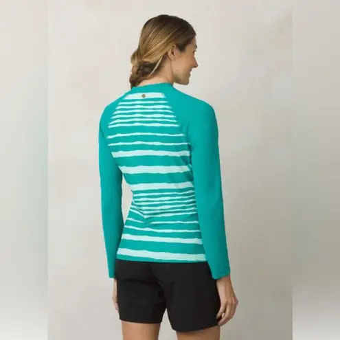 prAna Rashguard Charline Sun Shirt Sz M GREEN UV Long Sleeve Swim Surf Paddle