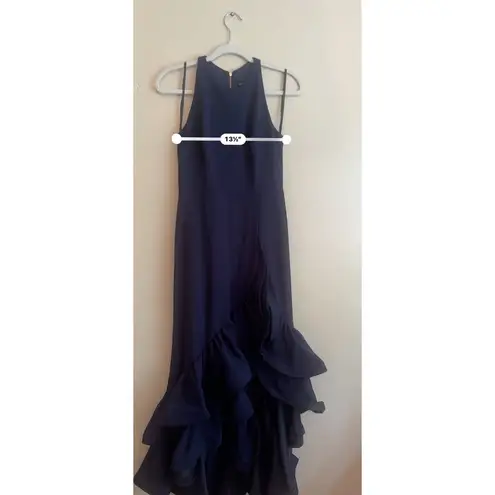 Betsy and Adam navy Ruffle gown prom Hem Dress size 6P