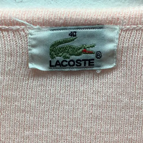 Lacoste  Size 40 Women's Soft Pink V-Neck Sweater. Preloved
