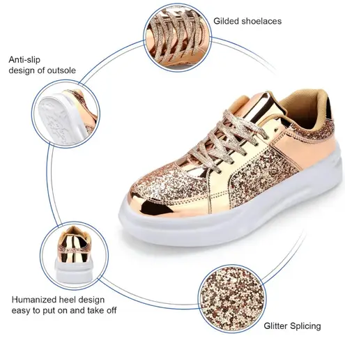 NWT Shiny Gold Glittery Low Top Sneakers