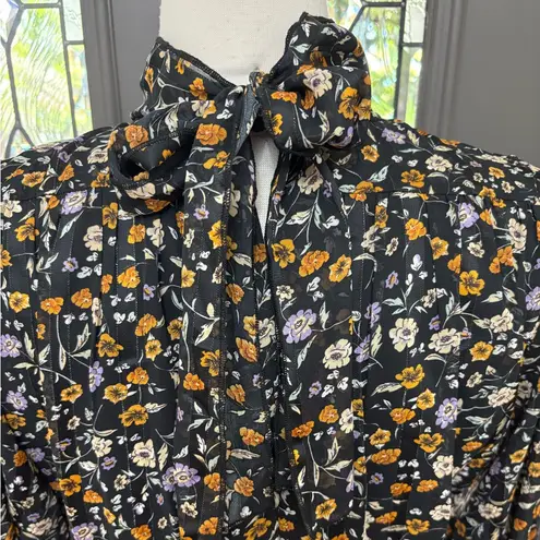 Roolee NWT The Brittian Modest Metallic Black Multi Color Floral Dress | Size Medium