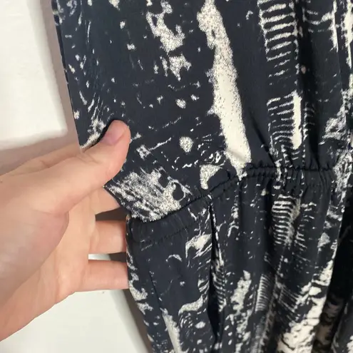 Peyton Jensen Ludlow surplice knit jumsuit in black and off white tie dye size S