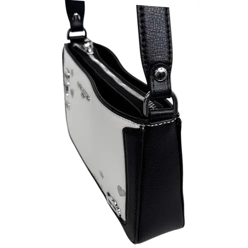 Karl Lagerfeld LEATHER SHOULDER BAG Black & White Handbag Mini Purse 10"x6" NWT!