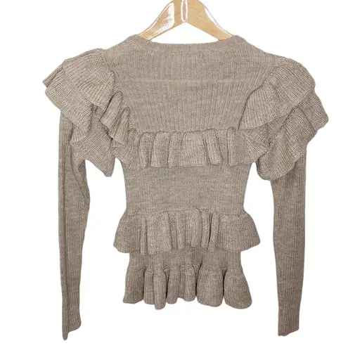 Ulla Johnson Mabel alpaca silk blend ruffled pullover sweater in natural size XS