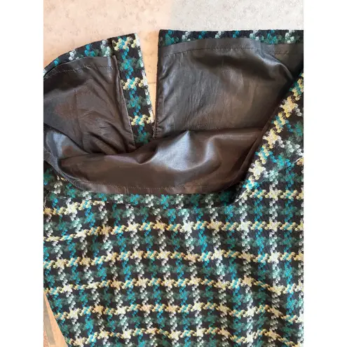 Pendleton Wool Skirt Size 10 Houndstooth Tweed Teal Black Vintage Made in USA - Image 9