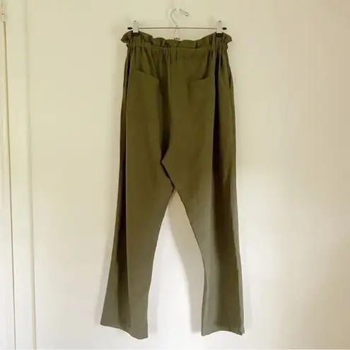 Emerson Fry Paris Paperbag Pant in Army Linen Size L Retail $248