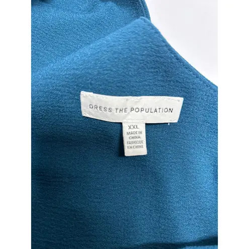 Dress the Population NEW! Georgina One-Shoulder Maxi Dress in Peacock blue XXL