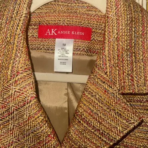 Anne Klein  Tweed Colorful Metallic Business Casual Button Up Blazer Size 10