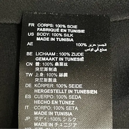 Sandro Paris 100% Silk Black Long Sleeve Blouse Tie Neck Top Size 2/Medium US 6