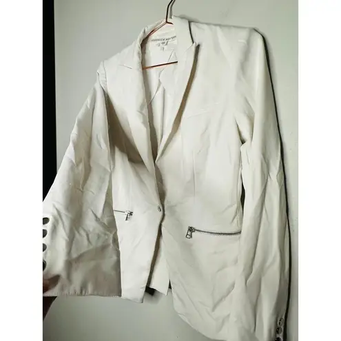 Veronica Beard White Bi-Stretch Notched Collar Single Snap Jacket Size 2