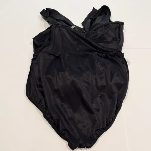 Lands' End Black Long Slender Suit Wrap Mini Swim Dress One Piece Size 24 DDD