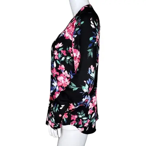 EXPRESS  Shirt Women’s XSmall Black Pink Floral Popover Office Work Career Casual