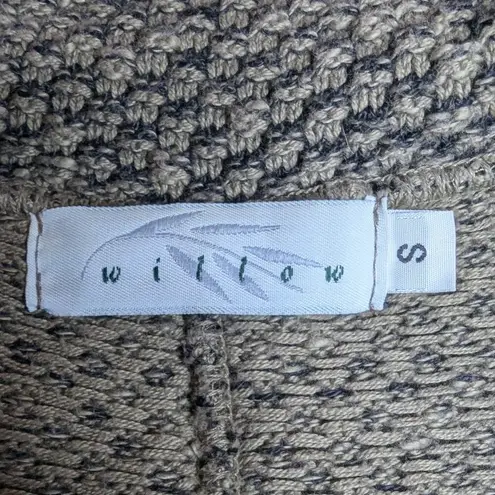 Vtg Y2K Willow Beige Black Chunky Knit Big Button Duster Cardigan Jacket S Tan