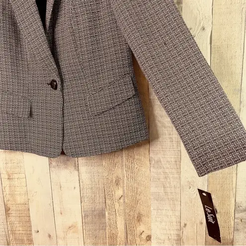 Le Suit Size 8 Black & White Long Sleeve Lined 1 Button Closure Jacket B…