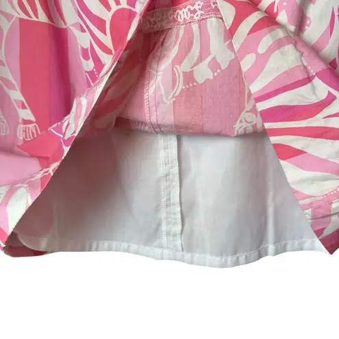 Lilly Pulitzer Vintage  Pink Zebra Lined Mini Skirt Preppy Resortwear Y2K Sz 8