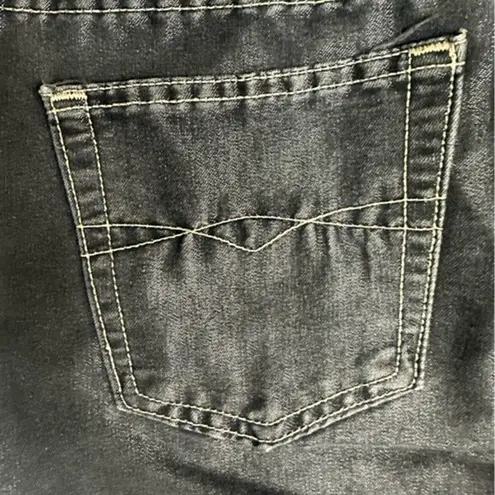 Arden B . Women's Waxed Shimmery Black Jeans Lightly Distressed Boot Cut Size 8