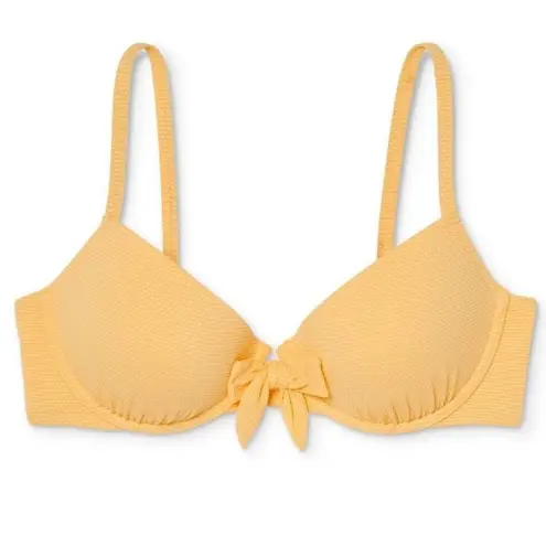 Shade & Shore  Women's Yellow Light Lift Front Tie Bikini Top Size 36C NWT