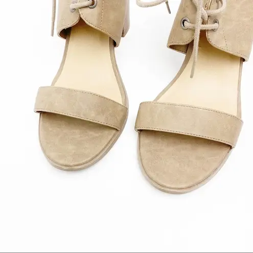 Madden Girl  G-Race Nude Ankle Tie Lace Up Block Heels, Size 10