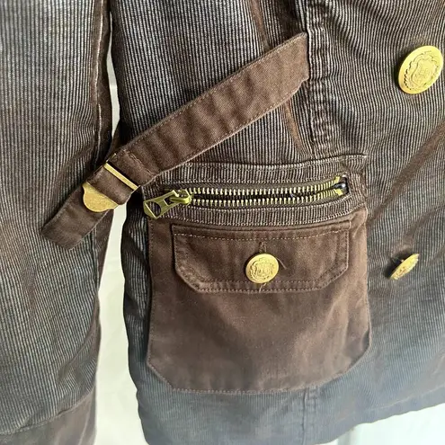 Blanc Noir Women's Courduroy Jacket Blazer Military Style Size Medium Brown