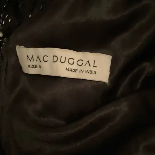 Mac Duggal  5796 Womens Black High Neck Embellished Column Dress Runs Small