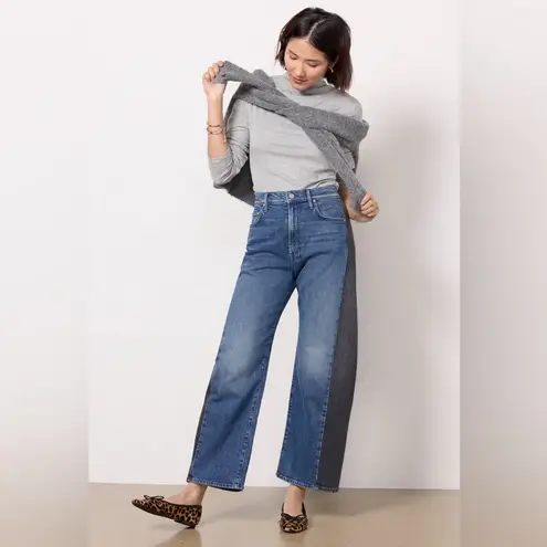 Mother Lil Half Pipe Flood Barrel Leg Jeans in Black and Blue Size 29