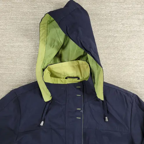 Mackintosh New England Rain Coat Womens M Navy Green Hooded Waterproof Jacket Blue Size M