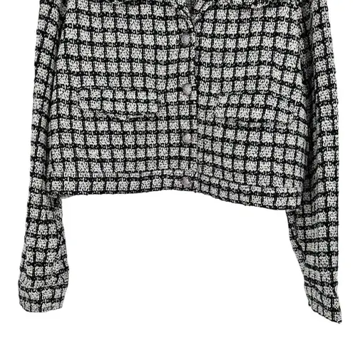 New York & Co Black White Tweed Crop Jacket size XXL Long Sleeve NWT Blazer