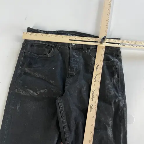 ZARA  Jeans Women 30 Solid Black Coated Denim Skinny Leg Mid Rise Pocket Cotton