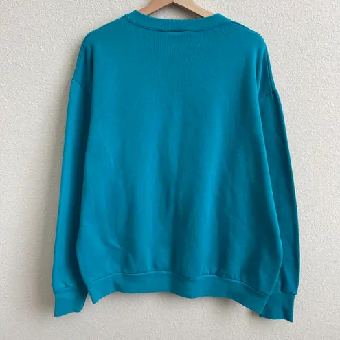 Vintage 1995 Teal Green Providence, Rhode Island Crewneck Graphic Pullover Blue Size XL
