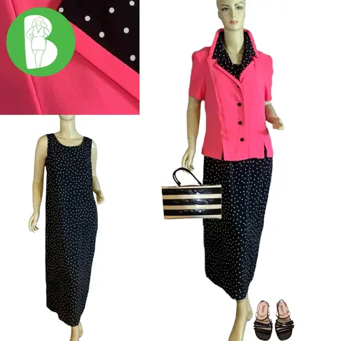 MISS DORBY BLACK & PINK W/WHITE POLK DOT DRESS & BLAZER SET VINTAGE 1990'S (12)