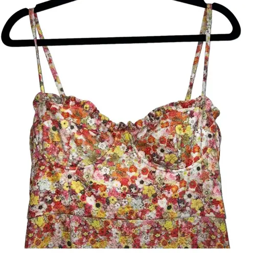 Hutch Selene Floral Bustier Midi Dress Sweetheart in Ditsy Floral Print XL