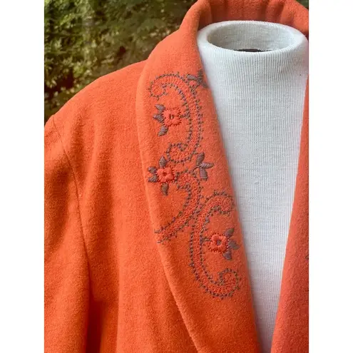 Leslie Fay Vintage Wool Blend Fall Blazer Made in USA ILGWU Embroidered 16 L