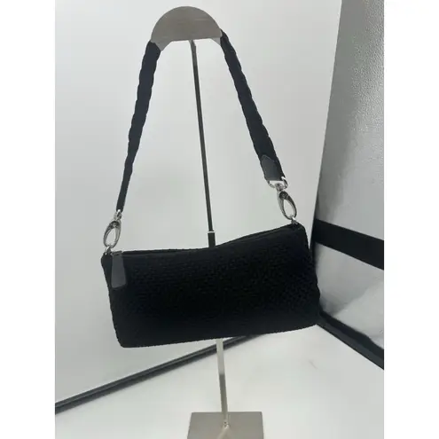 The Sak The Womens BlackWoven Clutch Handbag Shoulder Purse Excellent Condition