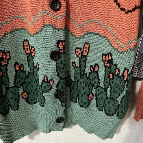 Powder River Outfitters by Panhandle Cactus Print Cardigan Sweater Womens XS NWT