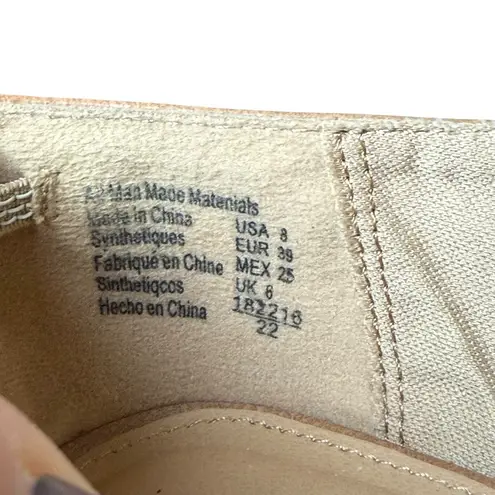 Roebuck & Co Womens Camel Tan Faux Leather Flats 8M Open Toe Sandals Neutral Size 8