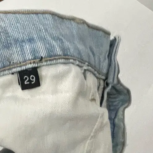 Ksubi Blue Low Rider Distressed Denim Mini Skirt With Frayed Hem - Size 29