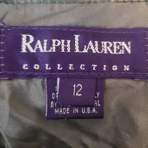 Vtg Ralph Lauren Collection Purple Label Gray Metallic Leather Pants 12 Flat
