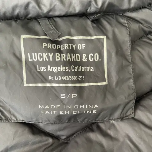 Lucky Brand Black Hooded Down Puffer Jacket Small