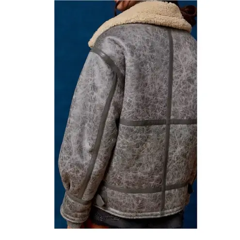 BDG NWOT  Stevie Women's Gray Faux Leather Longline Aviator Jacket