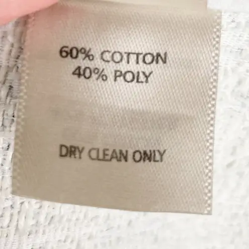 Ecru Blue Printed Fringe Trim Tweed Jacket Zip Blazer Women's Size XS