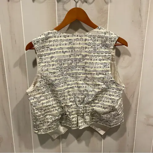 Handmade Cute  music notes vest elastic back open front opera rock oatmeal