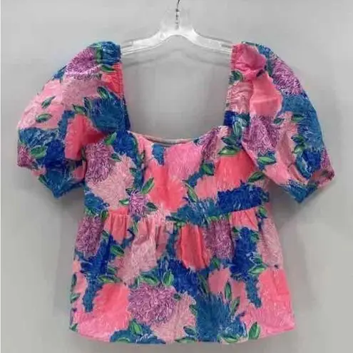 Lilly Pulitzer NWT  Kay Baby Doll Top Multi Beach House Bloom Neon Colors Sz 6 - Image 4