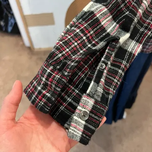 Woolrich Black & Red Cotton Checkered Plaid Print Button Front Long Sleeve Shirt