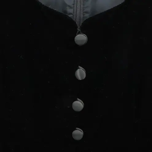 Maggy London Vtg 90s Velvet Black Button Front Midi Dress Emo Elegant Size 8P