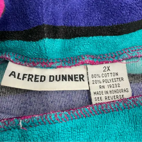 Vintage Sweatshirt Striped Mock Neck Terrycloth Size 2X Top Long Sleeve Women Pink