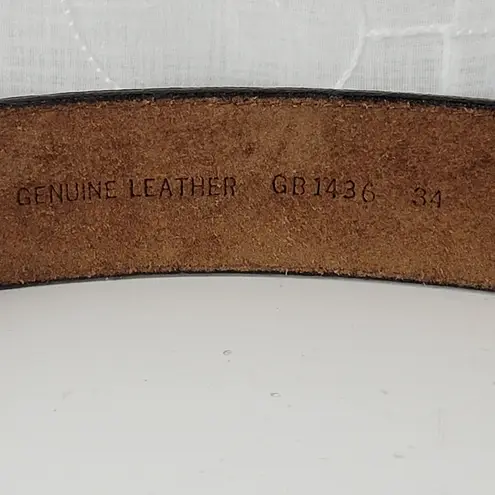 Mens Genuine Leather Belt 34 Brown Basket Weave Braided Solid Brass Buckle